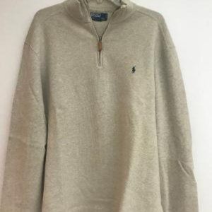 Mens Ralph Lauren Polo Beige Sweats hirt with Quarter Zipper  Size L